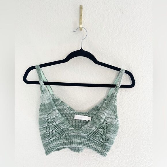 Revolve x Jonathan Simkhai Cora spade dyed Open Cable-Knit Bra Top in jade. S - Picture 6 of 10